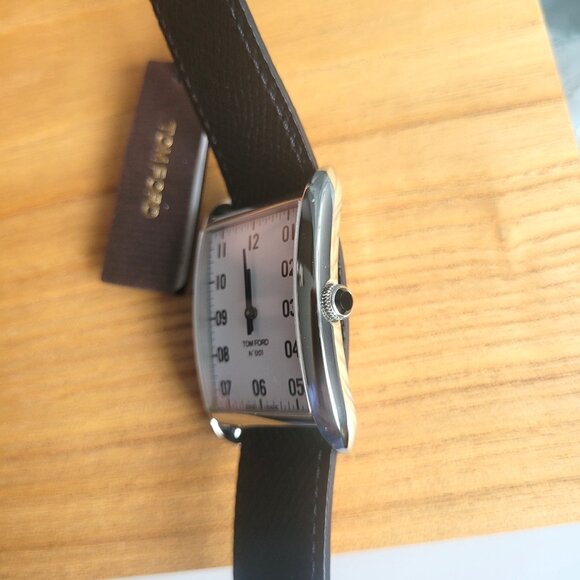 Tom Ford No.001 Watch White Face Black Leather Strap Stainless Steel New Gift - Picture 3 of 8